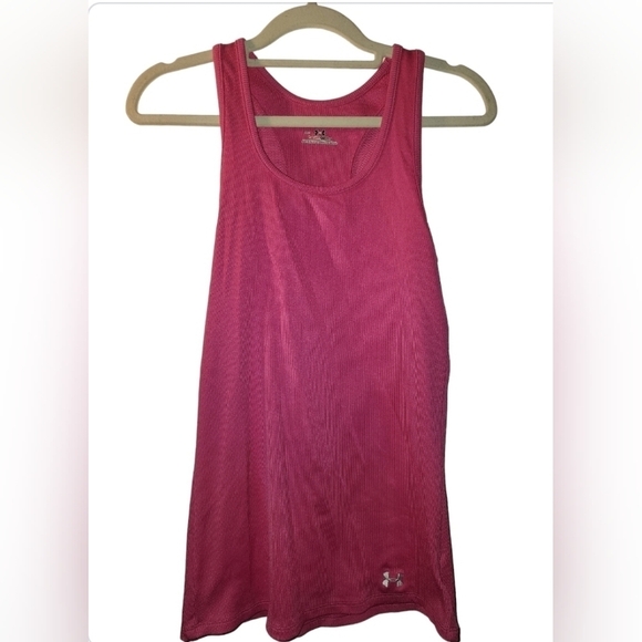 Under Armour Tops - Under Armour Heatgear Womens Size Medium Barbie Pink Racerback Ribbed Tank Top